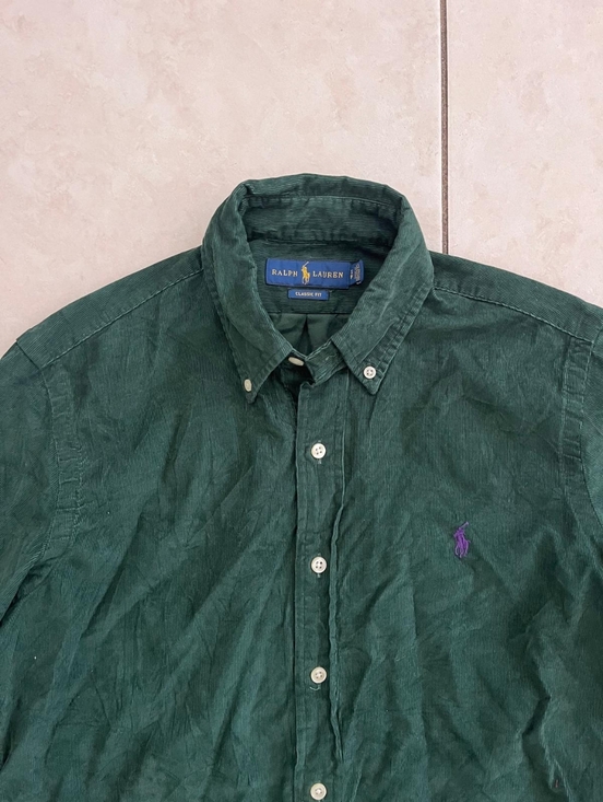 Ralph Lauren Other - Ralph Lauren Dark Green corduroy, Button-Down Shirt with Purple Pony ,used